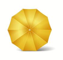 Bright yellow umbrella dome creating shield realistic illustration. Protection from rainy weather 3d object on white background vector
