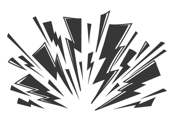 Comic thunder effect on white background. Cartoon lightning and flash power lines. Anime graphic of burst. Abstract electric energy and explosion.