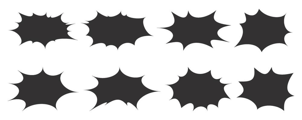 Comic and manga speech bubbles. Pop art frame for text. Box for dialog and messages. Chat shapes set of shock shout and scream actions