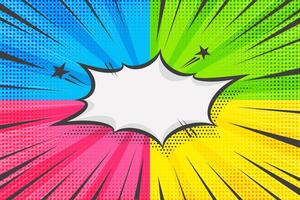 Pop art background. Comic book superhero backdrop with cartoon retro starburst effect. Compare template with speech bubble frame. Vintage versus abstract poster with radial rays and halftone vector
