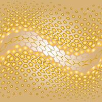 Elegant golden snakeskin texture with flowing waves and honeycomb details. Ideal for digital backgrounds, luxury branding, textiles, and modern decor. vector