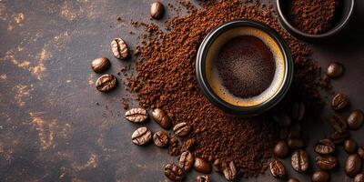 Coarse Spilled Coffee Grounds Texture Top View photo