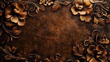 Embossed Floral Pattern Paper Texture Top View photo