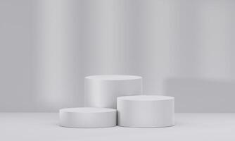3D white podium with light and shadow. Abstract geometric composition in minimalist design. 3D studio display showroom product pedestal15 photo