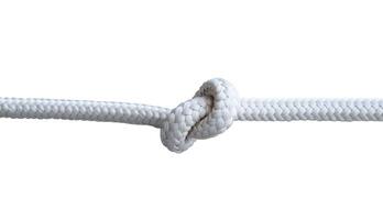 white rope knot isolated on white background photo