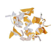 trash of Yellow ripped paper isolated photo