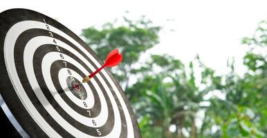 dart on target with green blur background photo