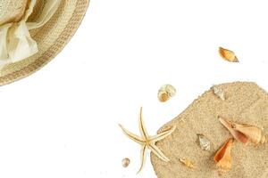 background with hat and sand decoration photo