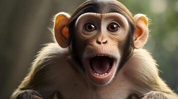 a monkey with its mouth open and its mouth wide open photo