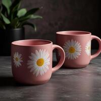 daisy on pink mug photo