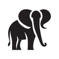 This stylized, black and white silhouette of an elephant conveys strength and grace. vector
