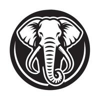 Cute Elephant Head Icon in Solid Black vector