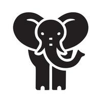 A bold, simple silhouette of an elephant, centered within a circular frame. vector