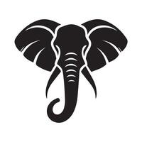 A stylized, simple black and white graphic of an elephant's head. vector