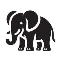 A stylized, black and white vctor graphic of an elephant's head and torso. vector