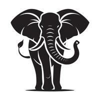 A powerful, yet graceful, silhouette of an elephant, depicted in a simple black outline against a white background. vector