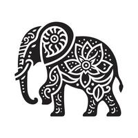 Ornate Elephant Design in a Circular Floral Frame vector