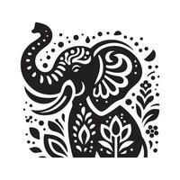 Ornate Elephant Decorated with Floral Patterns vector
