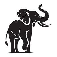 A striking silhouette of an elephant, depicted in simple, stylized lines against a plain white background. vector