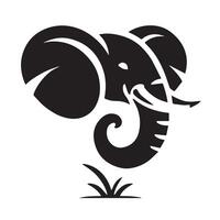 A bold, minimalist silhouette of an elephant's head, set against a plain white background. vector