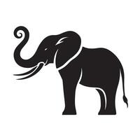black silhouette of an elephant against a white background. vector