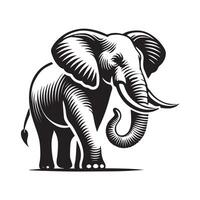A stylized, black and white illustration of an elephant, adorned with intricate mandala-style patterns. vector