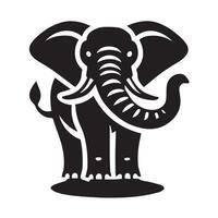 A bold, stylized silhouette of an elephant in black ink on a white background. vector