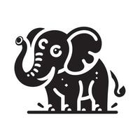 black silhouette of a elephant, perfect for logos, branding, or wildlife-themed designs. vector