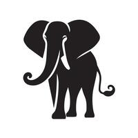 A stylized, black and white silhouette of an elephant, perfect for logos, branding, or print design. vector