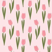 Spring Vibes mood pink pattern, atmosphere of nature waking up, pink tulips, light spring romantic pattern. Love, Valentines Day, Mothers Day, relationships, recognition, wedding. vector