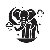A stylized, black silhouette of an elephant's head, perfect for logos, branding, or graphic design projects. vector