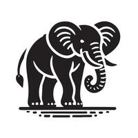 A striking, black silhouette of an elephant against a white background. vector