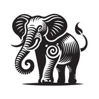 A powerful silhouette of an elephant mother and her calf, creating a sense of strength, family, and wildlife. vector