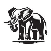 A bold, graphic silhouette of an elephant in a circular design. vector