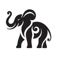 A stylized, black silhouette of an elephant's head against a white background. vector