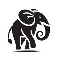 A stylized, black and white silhouette of an elephant. vector