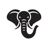 A striking black and white silhouette of an elephant, perfect for logo design, branding, or decorative purposes. vector