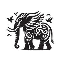 A strong, stylized silhouette of an elephant in a graphic design style. vector