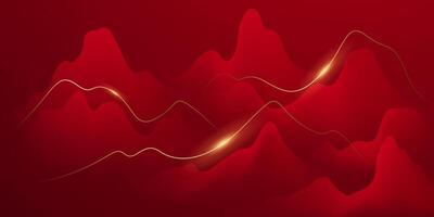 Abstract background with red mountains and lines vector