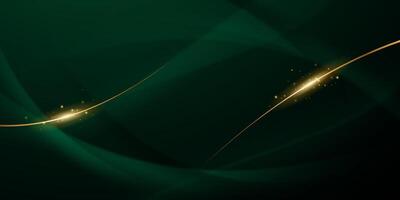 Abstract green background with gold lines vector