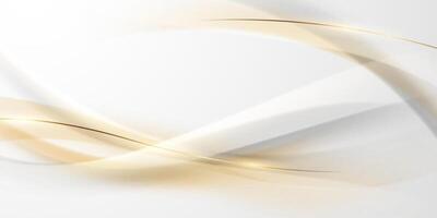 Abstract white and gold background with curved lines vector