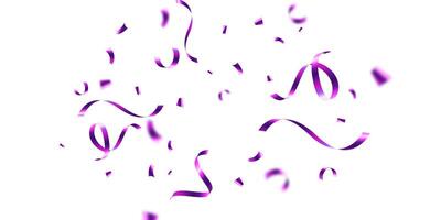 Purple confetti streamers on a white background vector