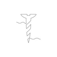 screw line icon in continuous line style. line art, one continuous line, simple, hand drawn and sketch concept. for icons, symbols, signs or logos vector