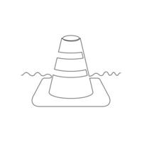 traffic cone line icon in continuous line style. line art, one continuous line, simple, hand drawn and sketch concept. for icons, symbols, signs or logos vector