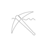 pickaxe line icon in continuous line style. line art, one continuous line, simple, hand drawn and sketch concept. for icons, symbols, signs or logos vector