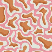 seamless pattern with abstract brown and white spots on a pastel pink background vector