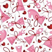 valentines day seamless pattern with pink chess pieces set, for various textile and packaging vector