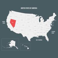 Red Map of Nevada vector