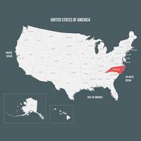 Red Map of North Carolina vector