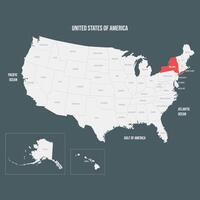 Red Map of New York vector